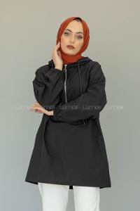 Modalamelif  Arma Baskılı Kapşonlu Tunik Siyah