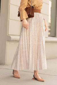 Modalamelif Beli Lastikli Desenli Etek Bej