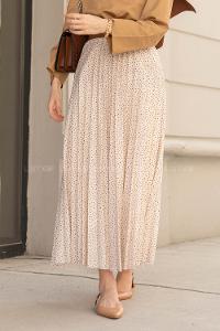 Modalamelif Beli Lastikli Desenli Etek Bej