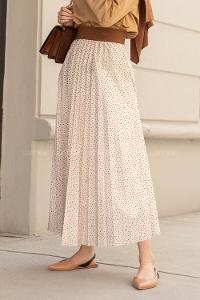 Modalamelif Beli Lastikli Desenli Etek Bej