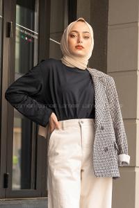 Modalamelif Düz Renk Uzun Kollu T-Shirt Lacivert