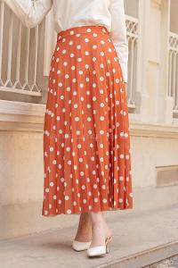 Modalamelif  Puantiye Desenli Etek Taba