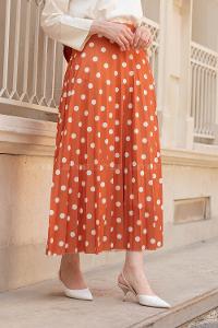 Modalamelif  Puantiye Desenli Etek Taba