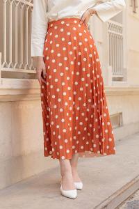 Modalamelif  Puantiye Desenli Etek Taba