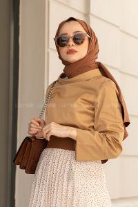 Modalamelif Yarım Balıkçı Yaka Bluz Camel