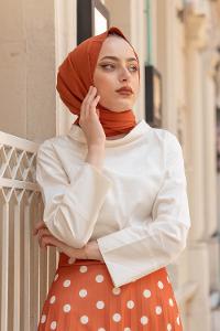 Modalamelif Yarım Balıkçı Yaka Bluz Krem