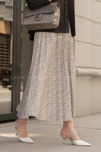 Modalamelif Beli Lastikli Desenli Etek Ekru