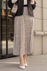 Modalamelif Beli Lastikli Desenli Etek Ekru