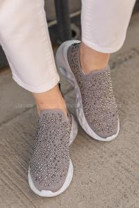 Modalamelif Taşlı Gri Spor Ayakkabı