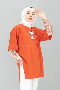 Modalamelif Feeling Cool Baskılı T-shirt Kiremit