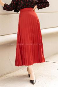 Modalamelif Mira Kumaş Koyu Kiremit Pliseli Etek