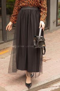 Modalamelif Beli Lastikli Tül Etek Anadolu Siyah