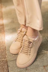 Modalamelif Düz Renk Kum Beji  Spor Ayakkabı