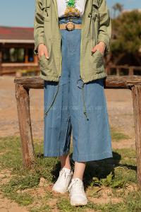 Modalamelif Hasır Kemerli Rahat Pantolon Mavi