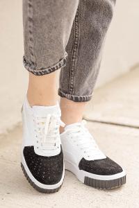 Modalamelif Parça Renkli Beyaz Spor Ayakkabı