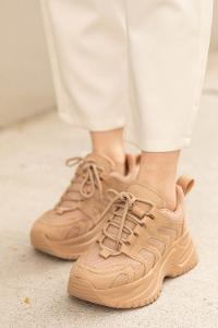 Modalamelif  Yüksek Taban Vizonrengi Spor Ayakkabı