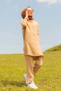 Modalamelif Hakim Yaka İkili Takım Camel