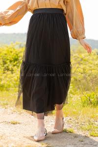 Modalamelif İçi Astarlı Tül Etek Siyah