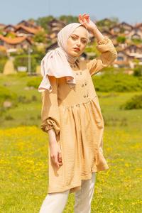 Modalamelif Önü Büzgülü Tunik Camel