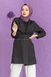 Modalamelif Bel Bağlamalı Ceket Siyah