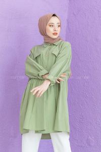 Modalamelif Bel Buzgülü Tunik Çağla Yeşili