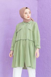 Modalamelif Bel Buzgülü Tunik Çağla Yeşili