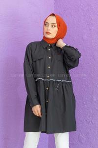 Modalamelif Bel Buzgülü Tunik Siyah