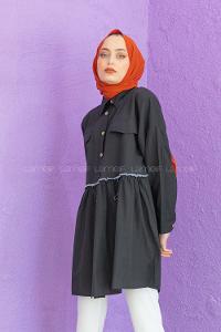 Modalamelif Bel Buzgülü Tunik Siyah