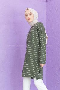 Modalamelif Çizgili Tunik Haki