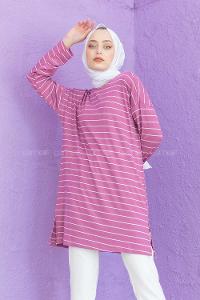 Modalamelif Çizgili Tunik Lila