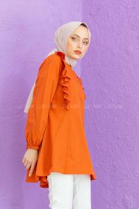 Modalamelif Hakim Yaka Fırfırlı Tunik Kiremit