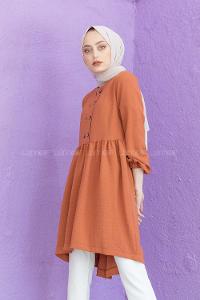 Modalamelif Önü Büzgülü Tunik Kiremit