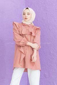 Modalamelif Önü Pileli Gömlek Gül