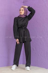 Modalamelif  Ponpon Kol İkili Takım Siyah