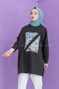 Modalamelif Pul Nice Baskılı Sweatshirt Siyah