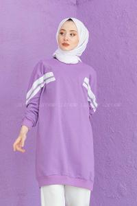 Modalamelif Şeritli Sweatshirt Lila