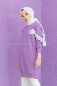 Modalamelif Şeritli Sweatshirt Lila