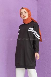 Modalamelif Şeritli Sweatshirt Siyah