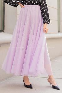 Modalamelif Beli Lastikli Tül Etek Lila