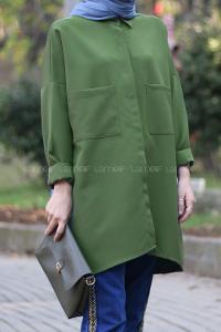 Modalamelif Haki İki Cep Gömlek