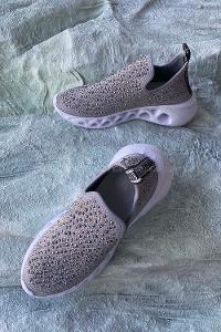 Modalamelif Taşlı Gri Spor Ayakkabı