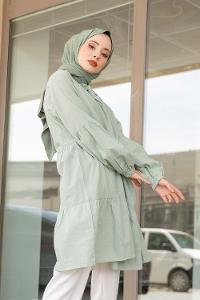 Modalamelif Yaka Bağlamalı Tunik Çağla Yeşili