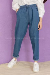 Modalamelif Beli Lastikli Normal Paça  Koyu Mavi