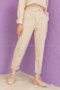 Modalamelif Beli Lastikli Pantolon Bej