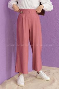 Modalamelif Çift Düğmeli Bilek Boy Pantolon Gül