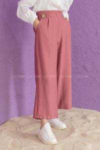 Modalamelif Çift Düğmeli Bilek Boy Pantolon Gül