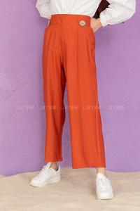 Modalamelif Çift Düğmeli Bilek Boy Pantolon Kiremit