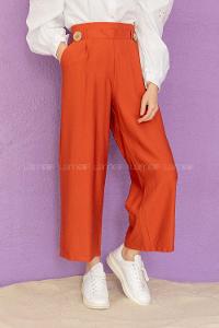 Modalamelif Çift Düğmeli Bilek Boy Pantolon Kiremit