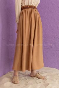 Modalamelif Beli Lastikli Etek Camel