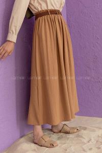 Modalamelif Beli Lastikli Etek Camel